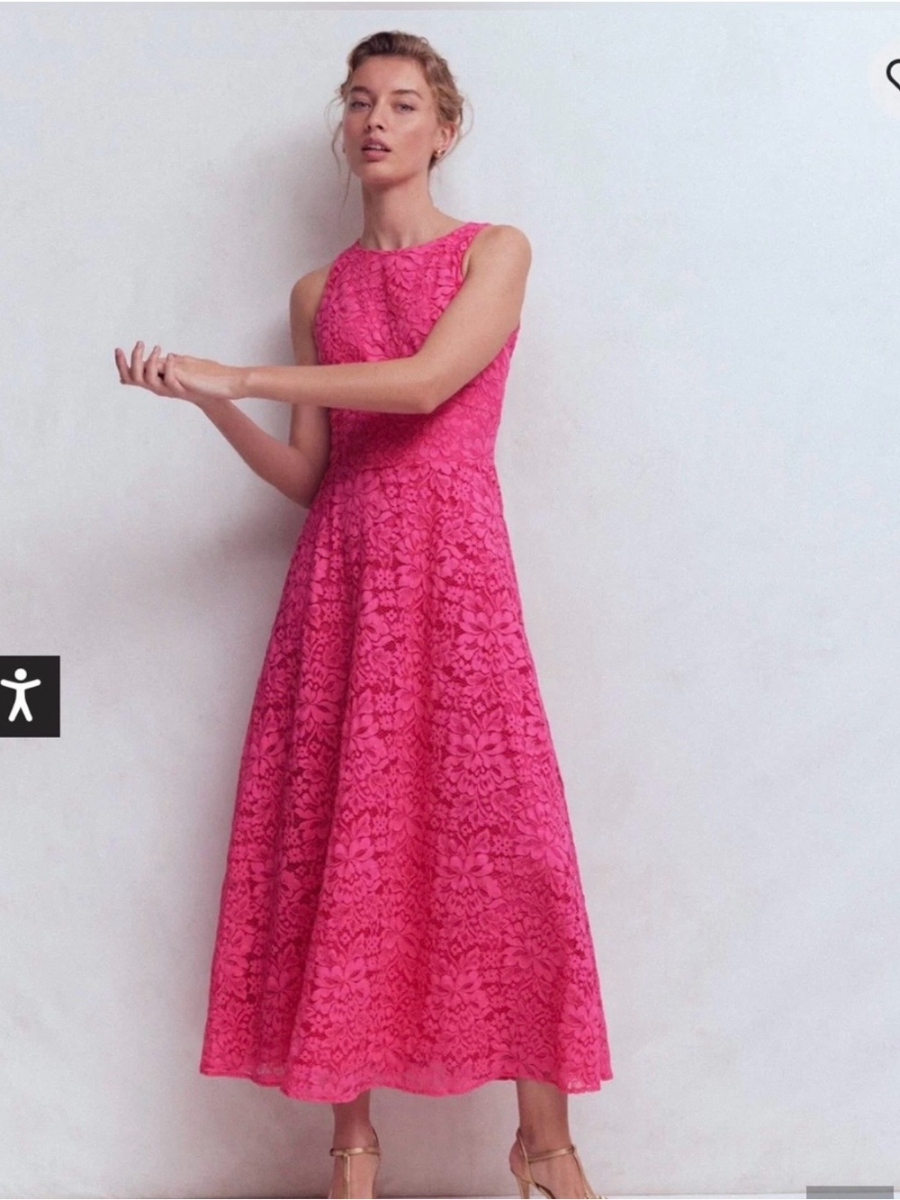 Boden Hot Pink Lace Maxi Dress